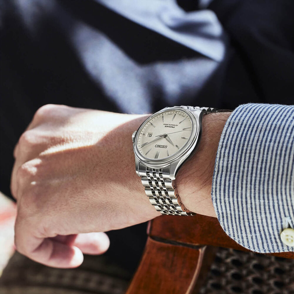 Seiko Presage Classic Series 'Shiro-iro' 40mm White Dial Steel Bracelet Watch