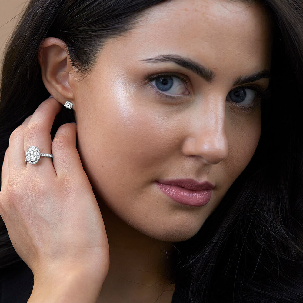 Northern Star Signature 0.50ct Diamond Halo 18ct White Gold Earrings image number 5