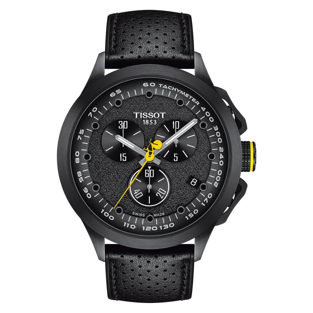 Tissot T-Race Tour De France 45mm Black Dial Yellow Detail Steel Case Black Strap Watch