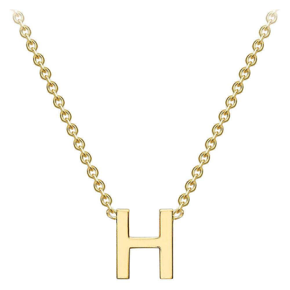 9 Carat Yellow Gold Petite Initial H Necklet (Special Order) (Chain Included) image number 1
