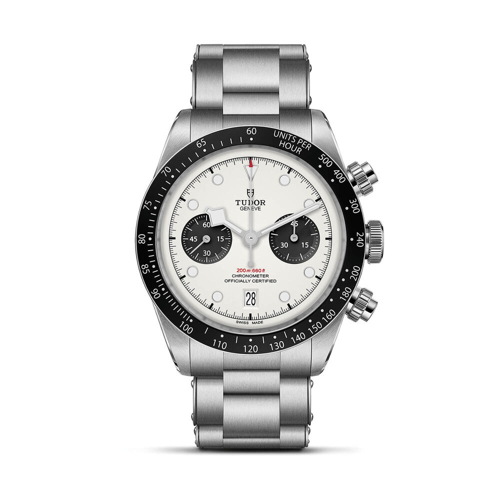 TUDOR Black Bay Chrono 41mm Opaline Dial Steel Three-Link Bracelet Watch