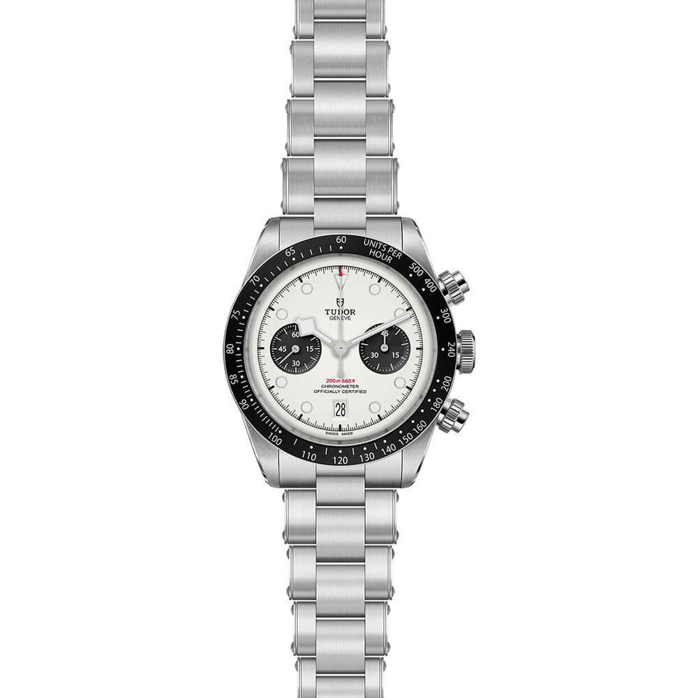 TUDOR Black Bay Chrono 41mm Opaline Dial Steel Three-Link Bracelet Watch