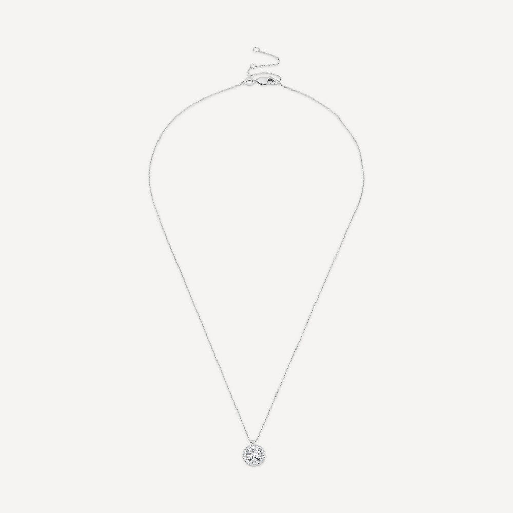 Born 9ct White Gold Lab Grown 0.83ct Halo Diamond Pendant image number 2