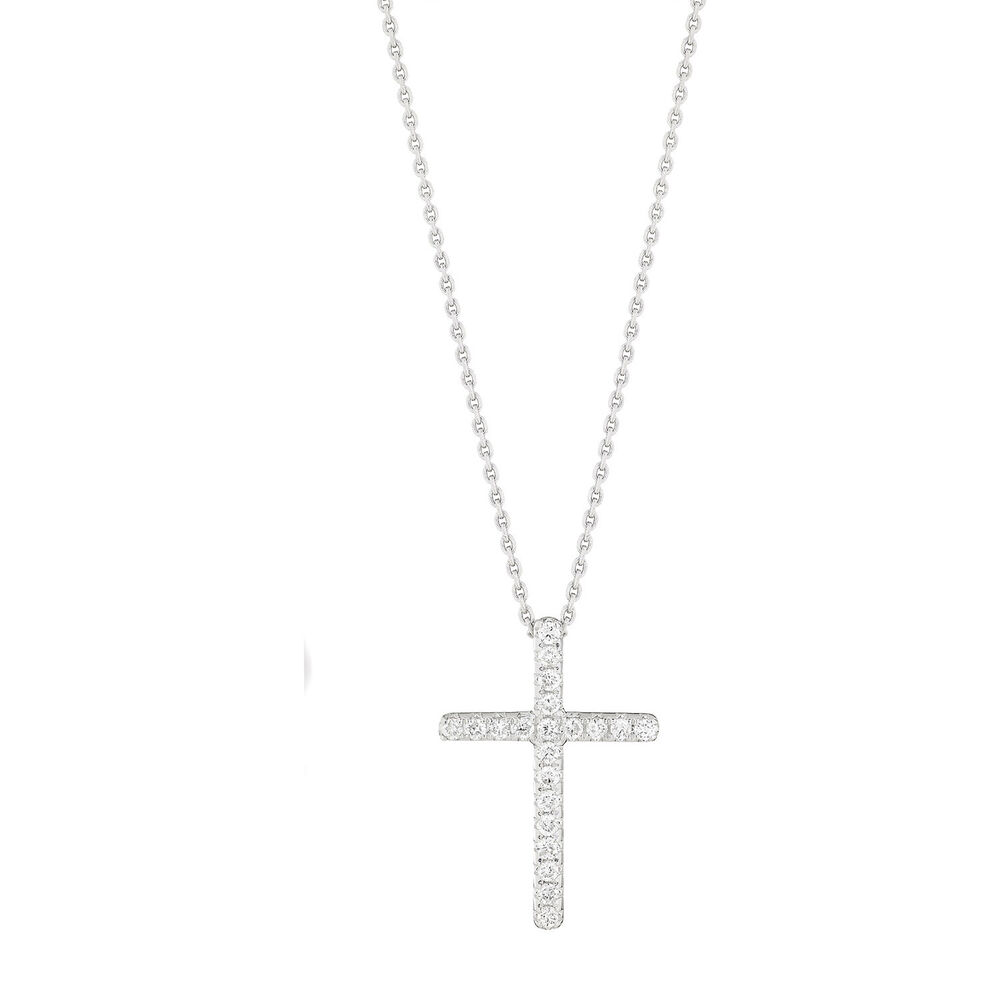 9ct white gold 0.25 carat diamond claw-set cross image number 0