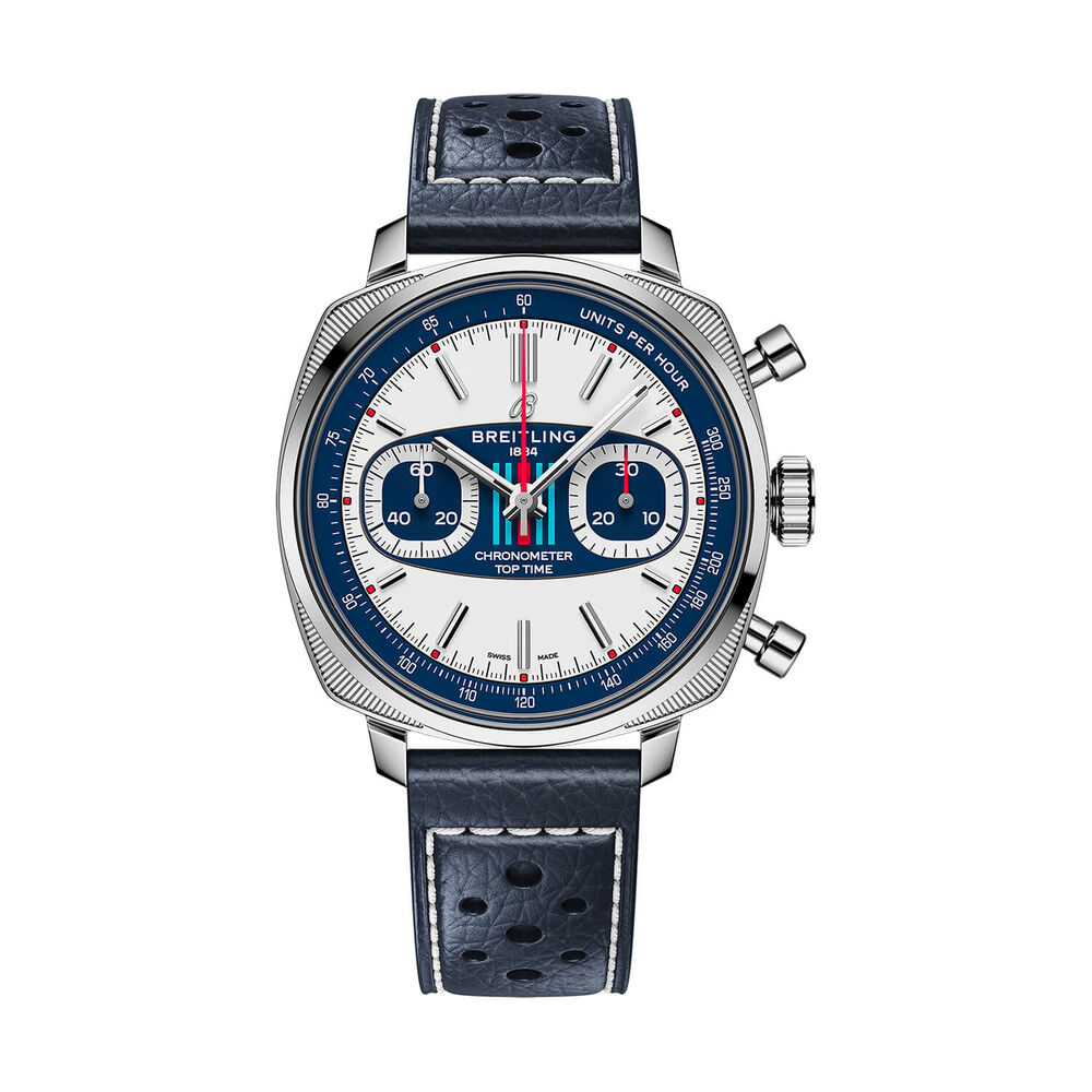 Breitling Top Time B01 Martini Racing 38mm Blue Dial Blue Leather Strap Watch