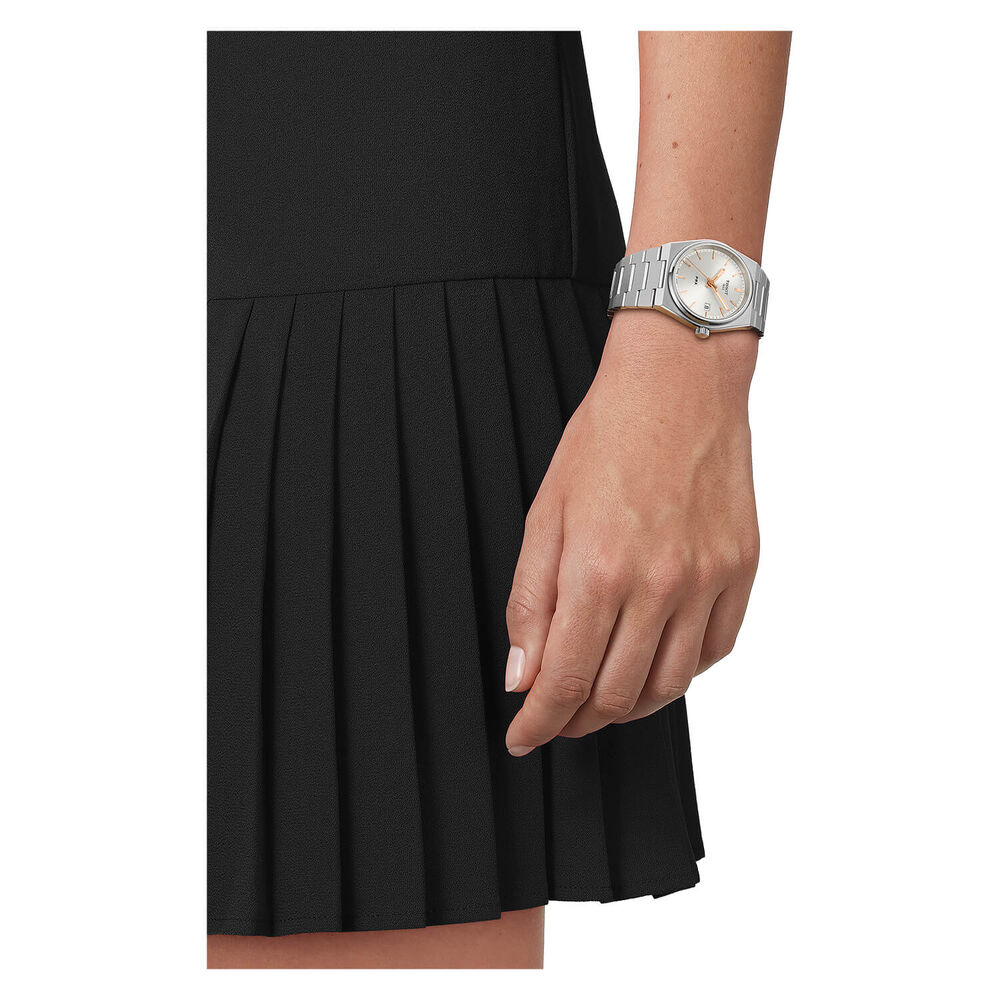 Tissot PRX 35mm Silver Dial Rose Gold Bezel Bracelet Watch image number 3