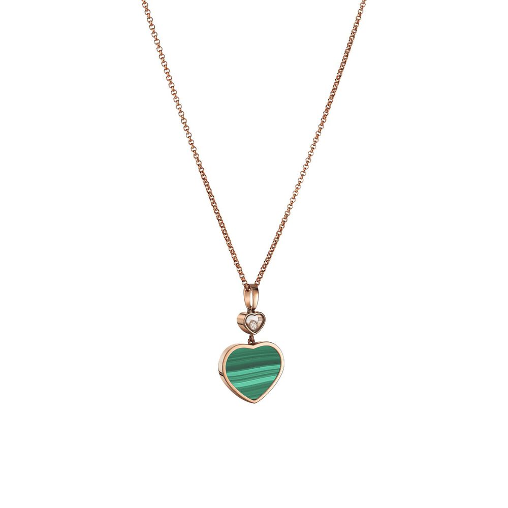 Chopard Happy Heart 18ct Rose Gold Malachite Diamond Pendant image number 1
