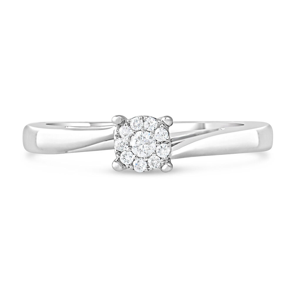 9ct White Gold 0.09ct Diamond Cluster Twist Ring image number 1