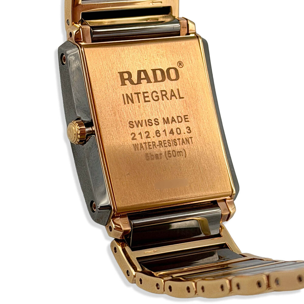 Pre-Owned Rado Integral 31mm White Enamel Diamond Dot Dial Rose Gold&Plasma Case Bracelet Watch