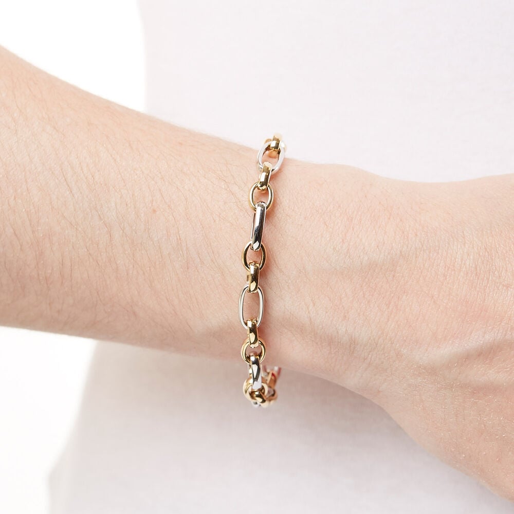 9ct Two-Tone Gold Open Link Bracelet image number 2