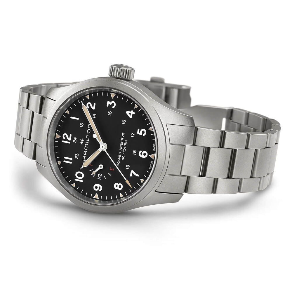 Hamilton Khaki Field Mechanical 40mm Black Dial Steel Bracelet Watch image number 1