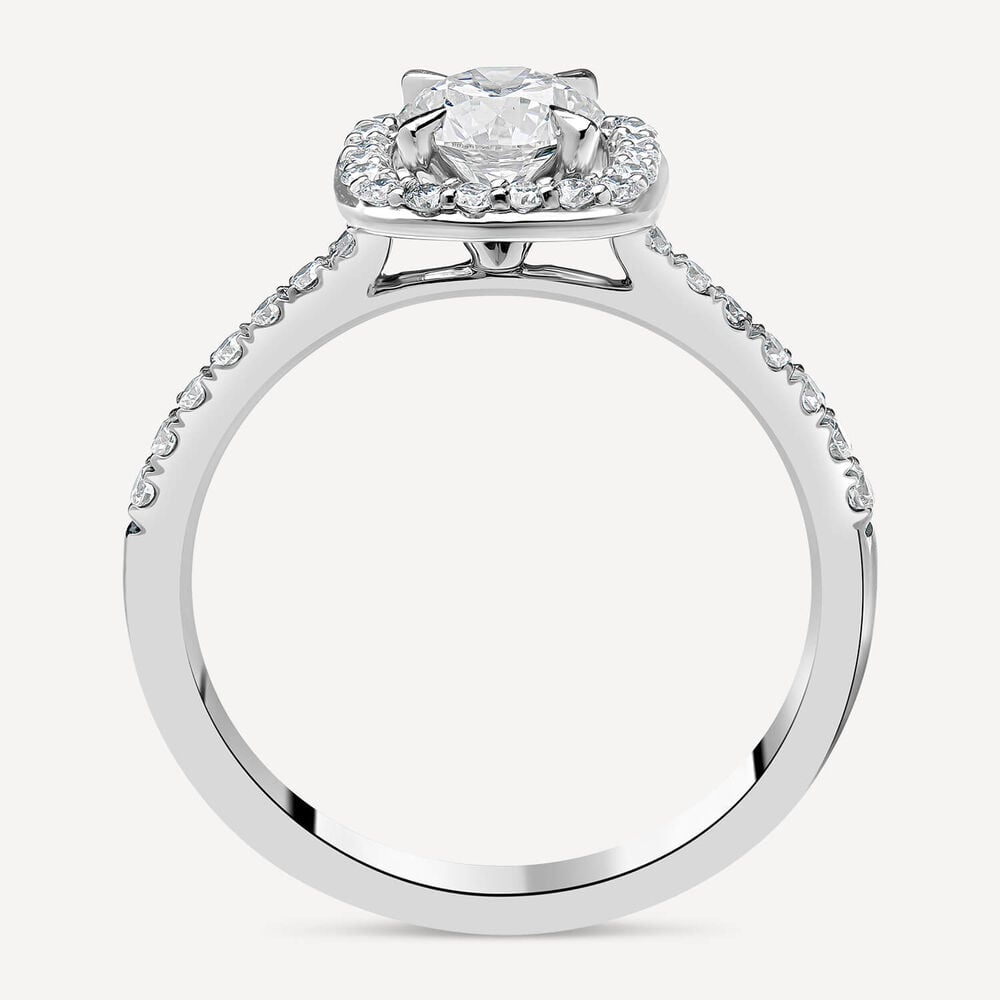 Platinum 0.89ct Amia Diamond Cushion Halo Ring image number 4
