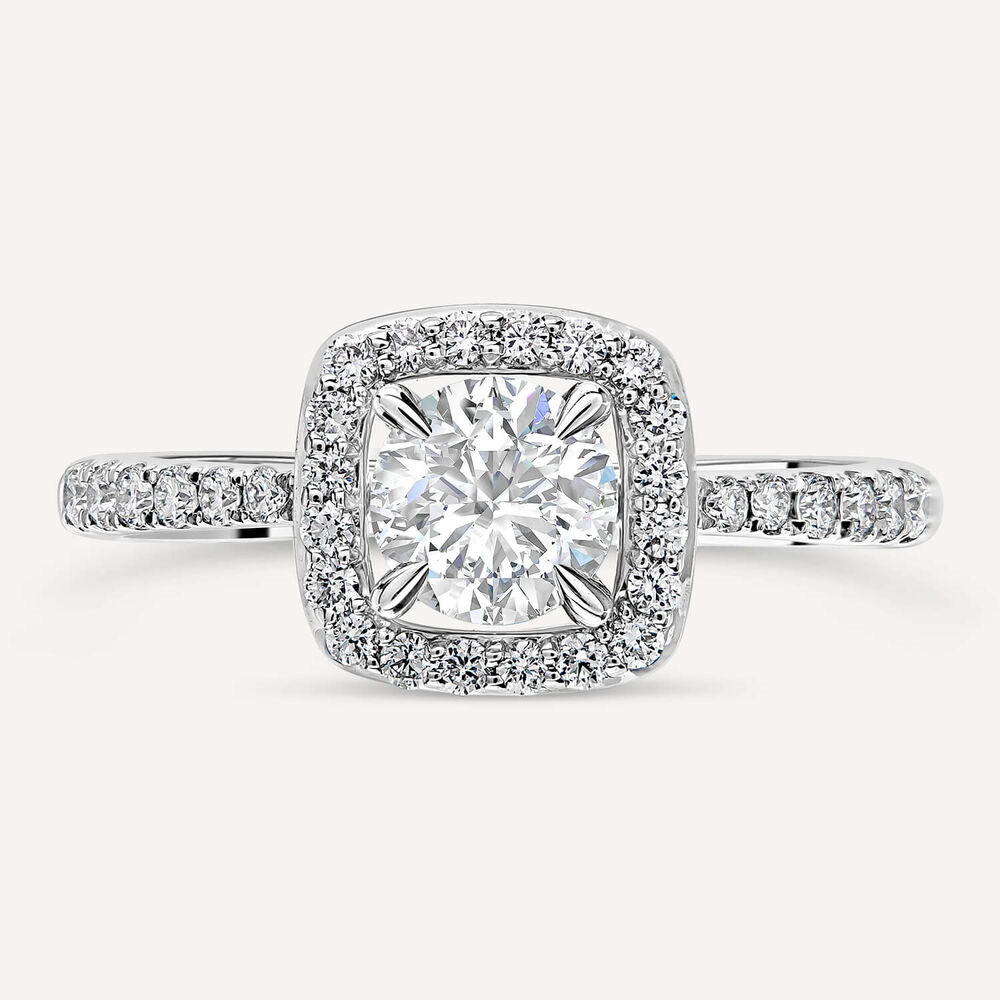 Platinum 0.89ct Amia Diamond Cushion Halo Ring image number 3