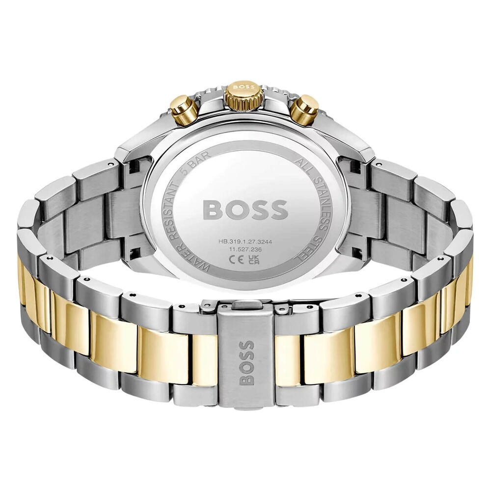 BOSS Runner Chronograph 44mm Black Dial Two-Tone Steel Bracelet Watch image number 2