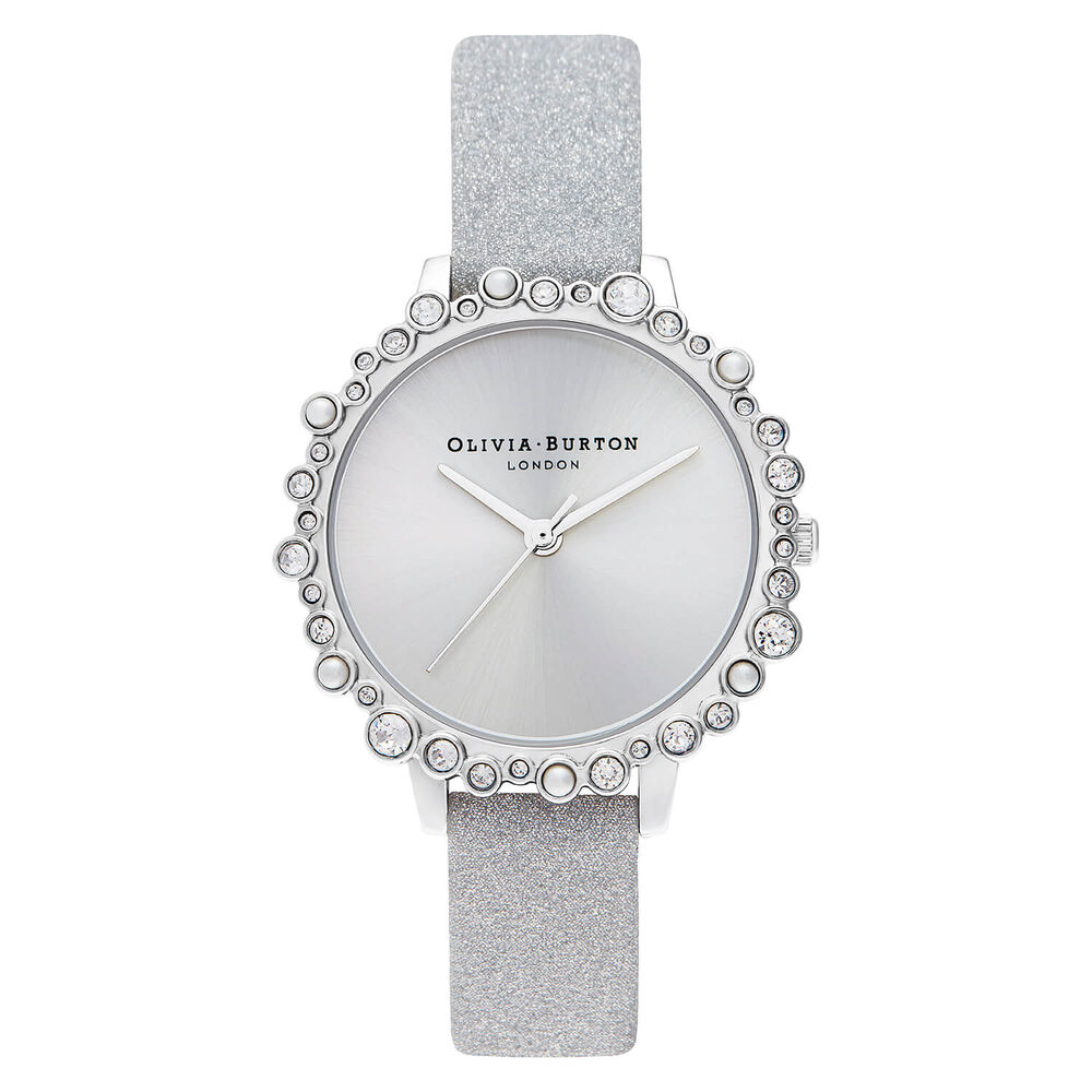 Olivia Burton Bubble Case Glitter Strap & Silver Ladies Watch