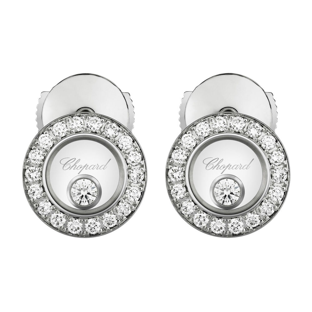 Chopard 18ct White Gold 0.38ct Diamond Icon Round Earrings