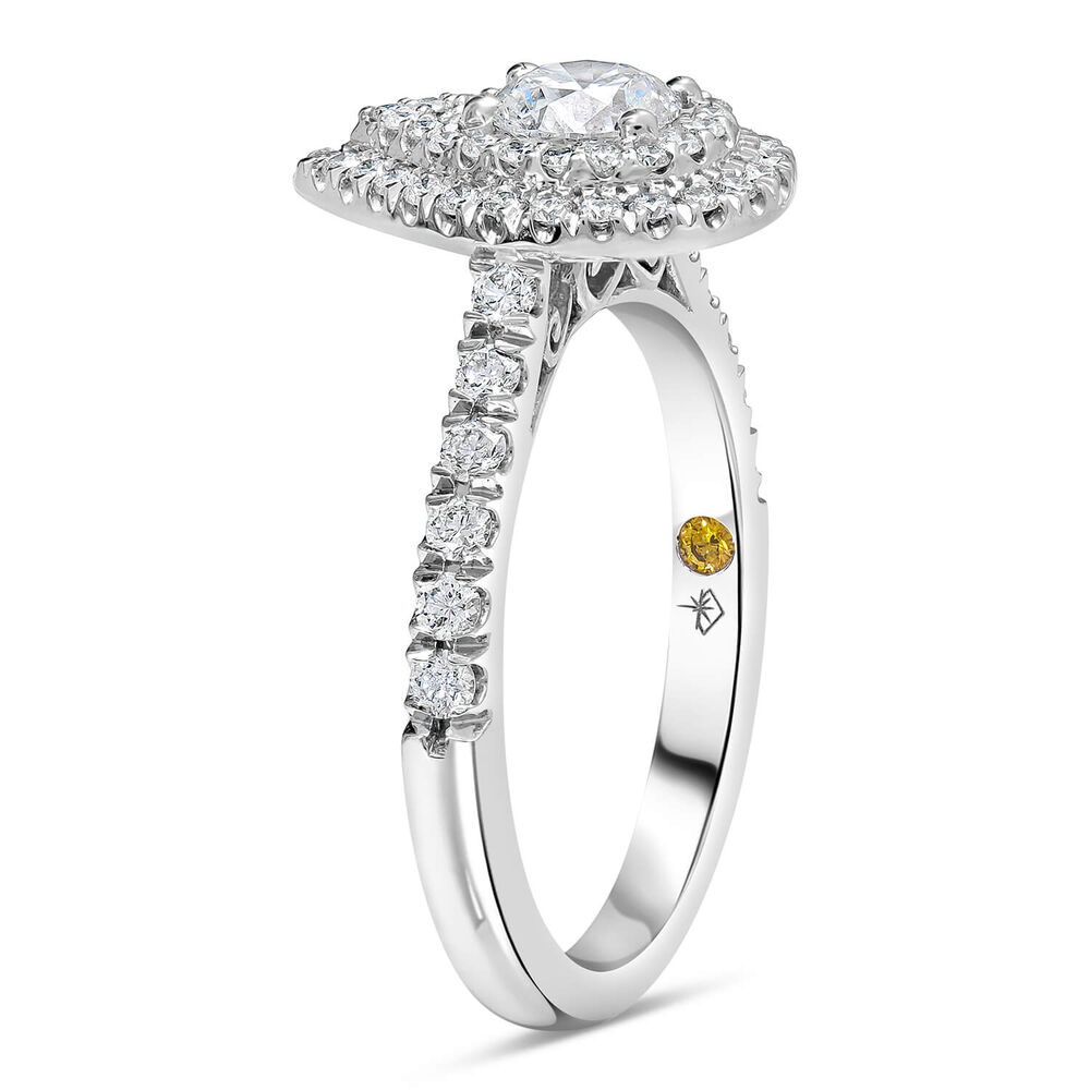 Northern Star 18ct White Gold 1.00ct Diamond Pear Double Halo & Shoulders Ring image number 4