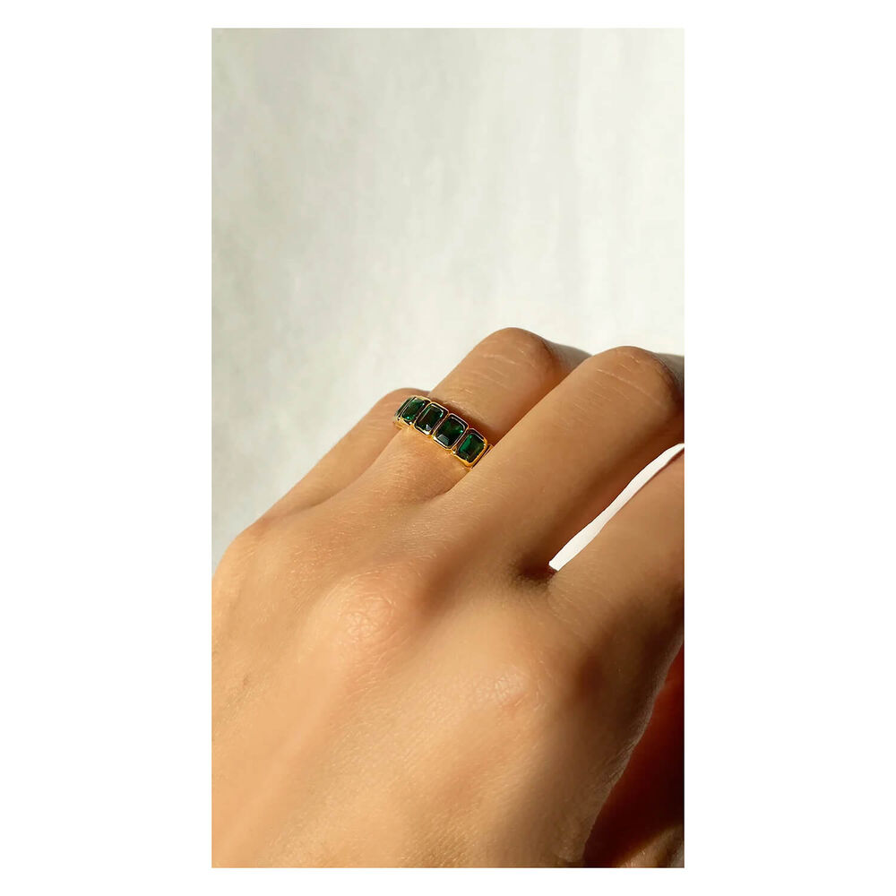 CARAT* London Cassidy Yellow Gold Vermeil Emerald Ring (Size 5) image number 2