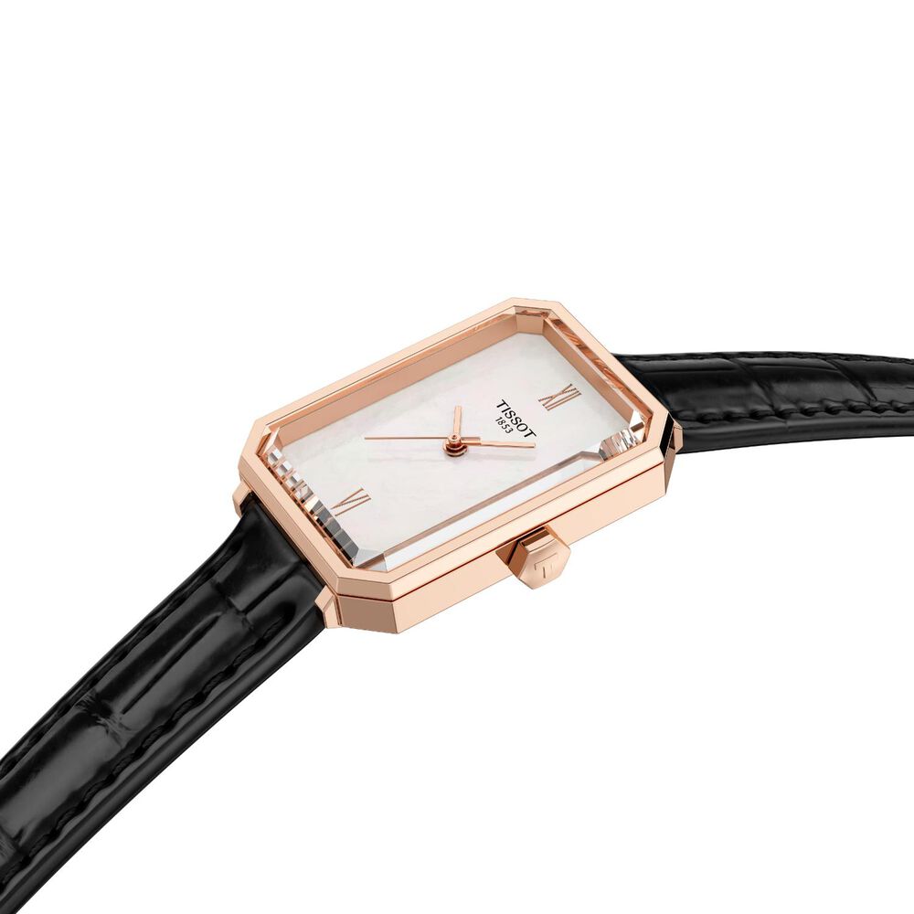 Tissot SRV 21.8mm Mother of Pearl Dial Black Leather Strap Watch