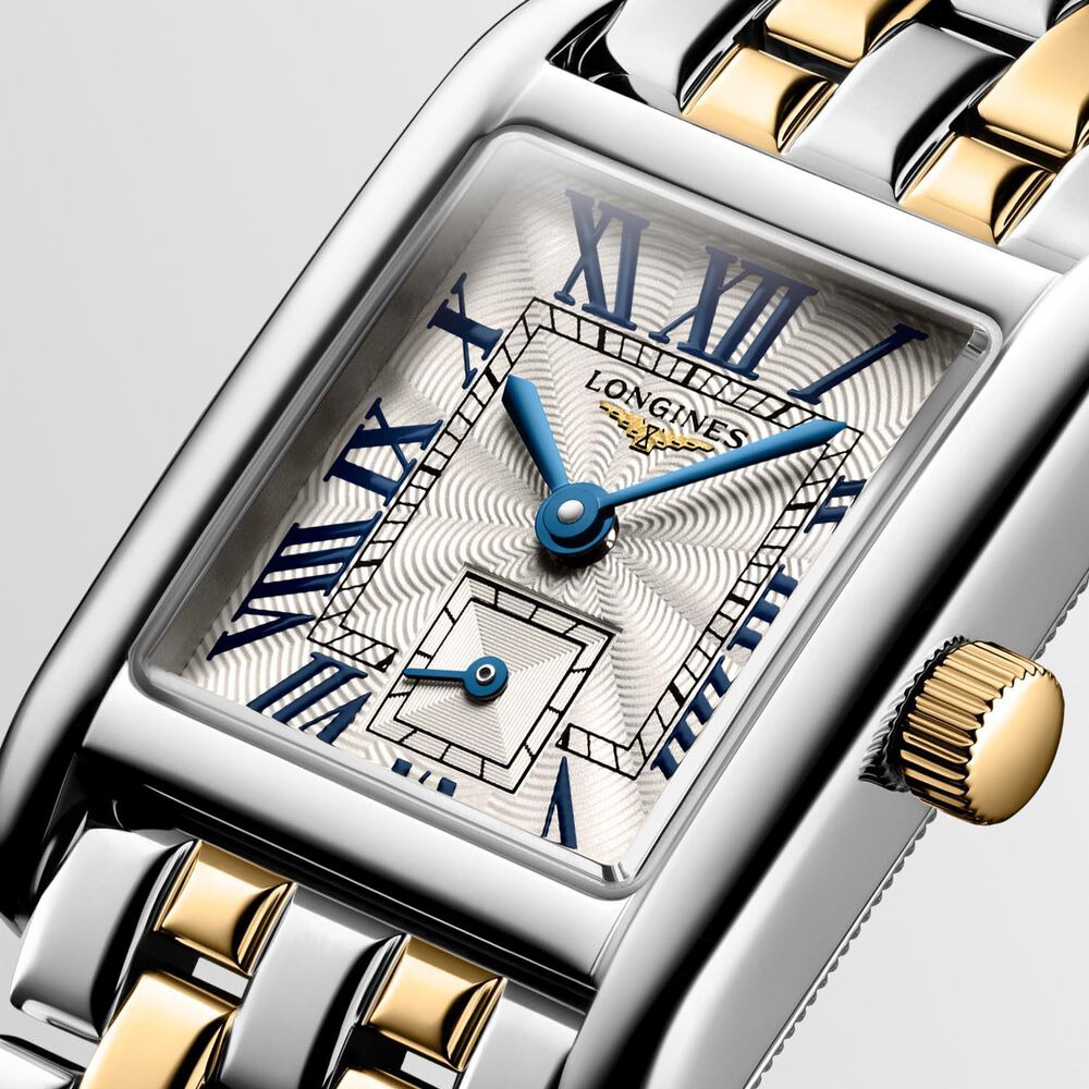 Longines Mini Dolcevita 21.5x29mm Silver Flinqué Dial Two Tone Bracelet Watch image number 3
