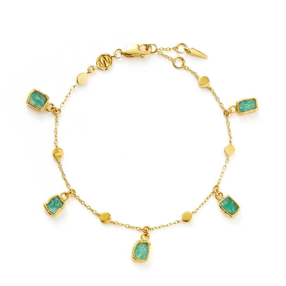 Missoma 18ct Gold Plated Brass Lena Amazonite Charm Bracelet