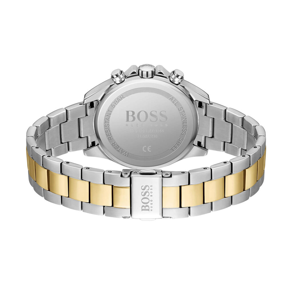 Hugo BOSS Novia 38mm Champagne Dial Chrono Yellow Gold IP & Steel Bracelet Watch image number 2
