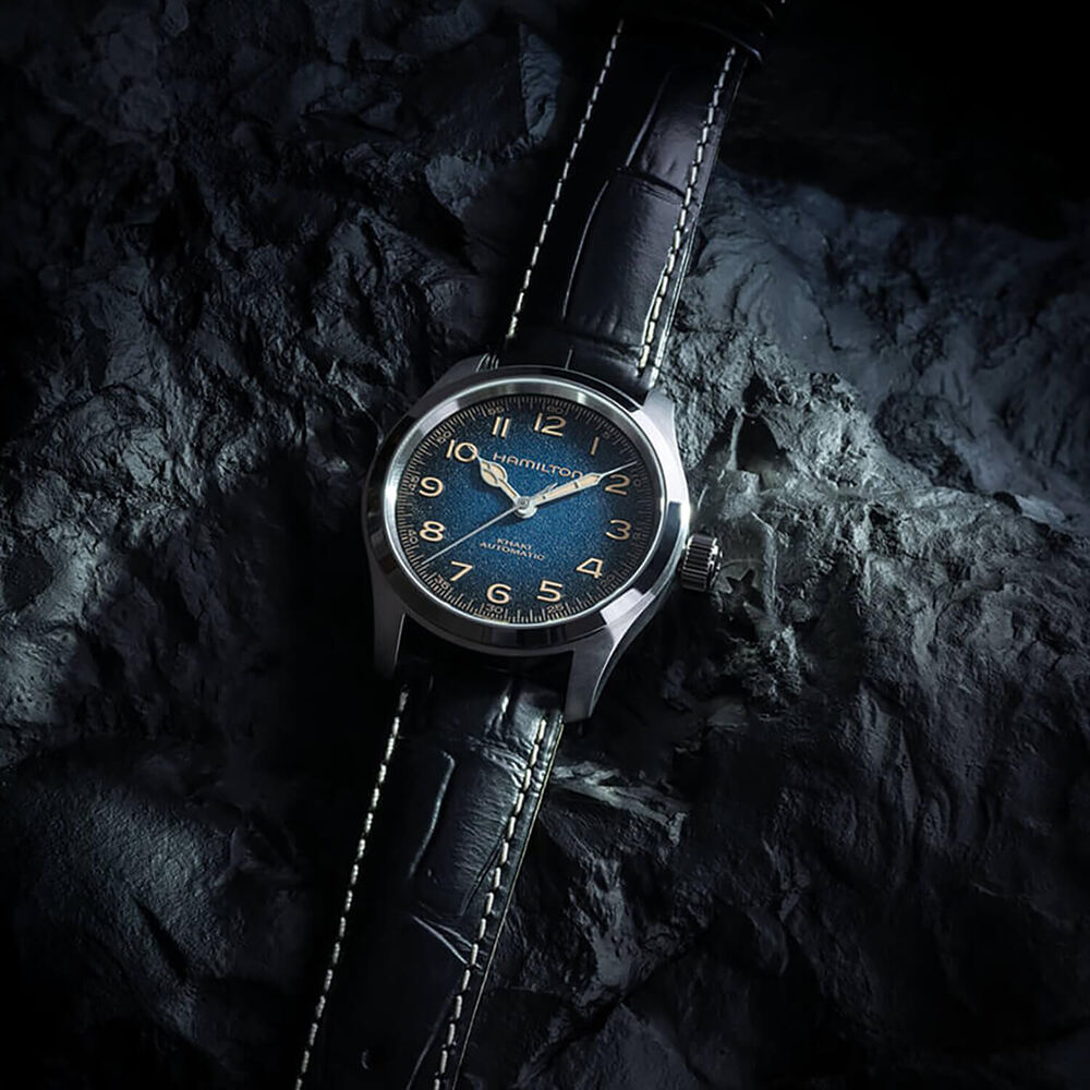 Hamilton Khaki Field Murph 38mm Blue Dial Black Leather Strap Watch