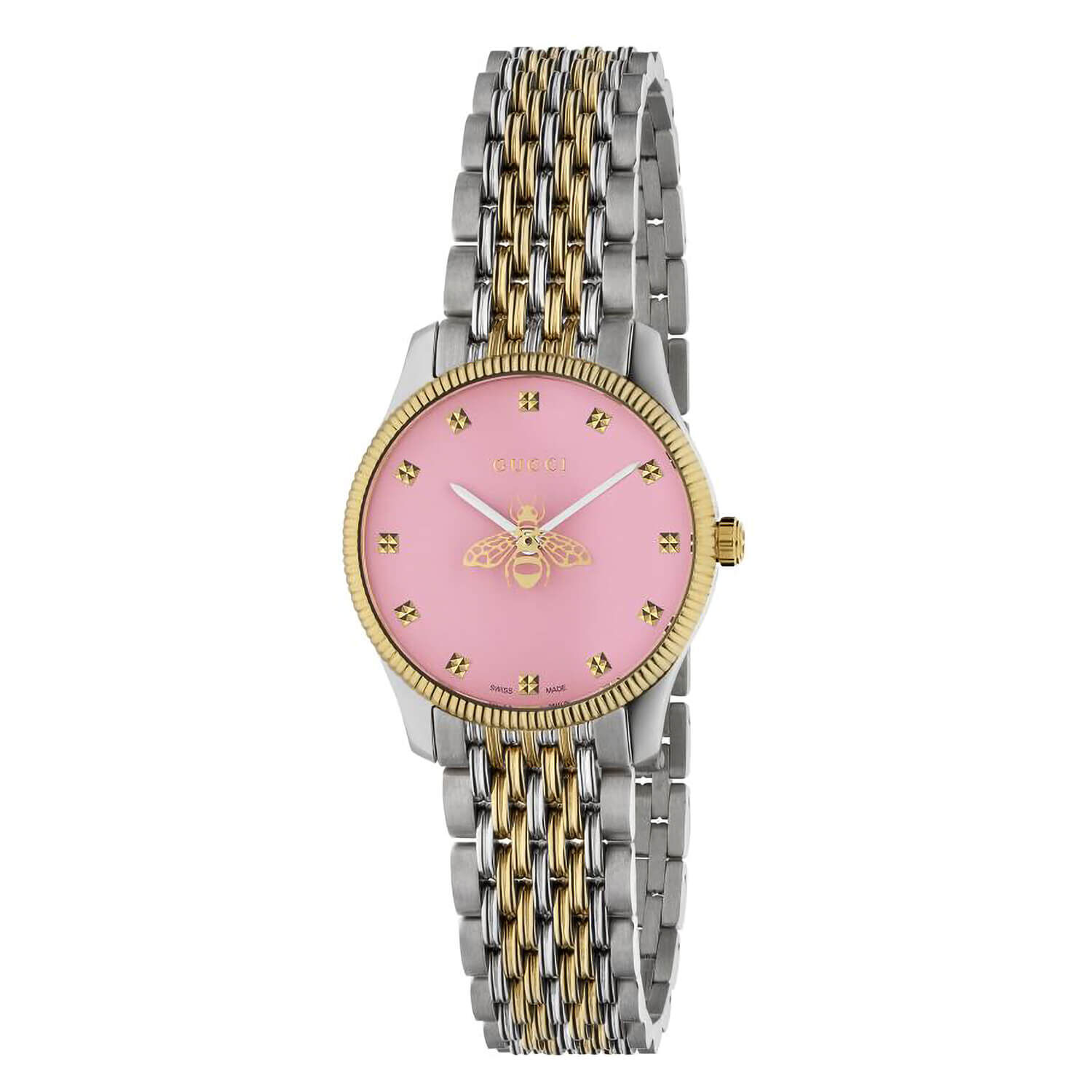 Gucci Timeless 29mm Pink Dial Yellow Gold Pvd Case Bracelet
