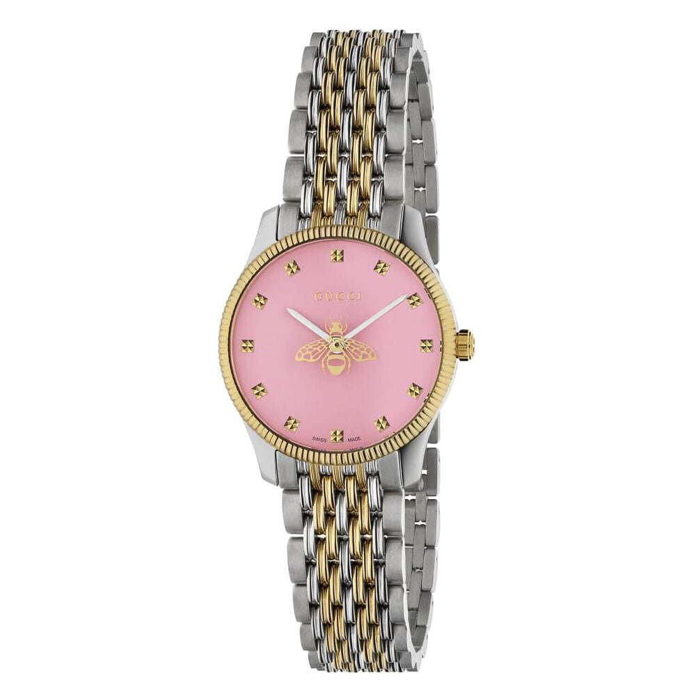 Gucci G-Timeless 29mm Pink Dial Steel Yellow Gold PVD Case Bracelet