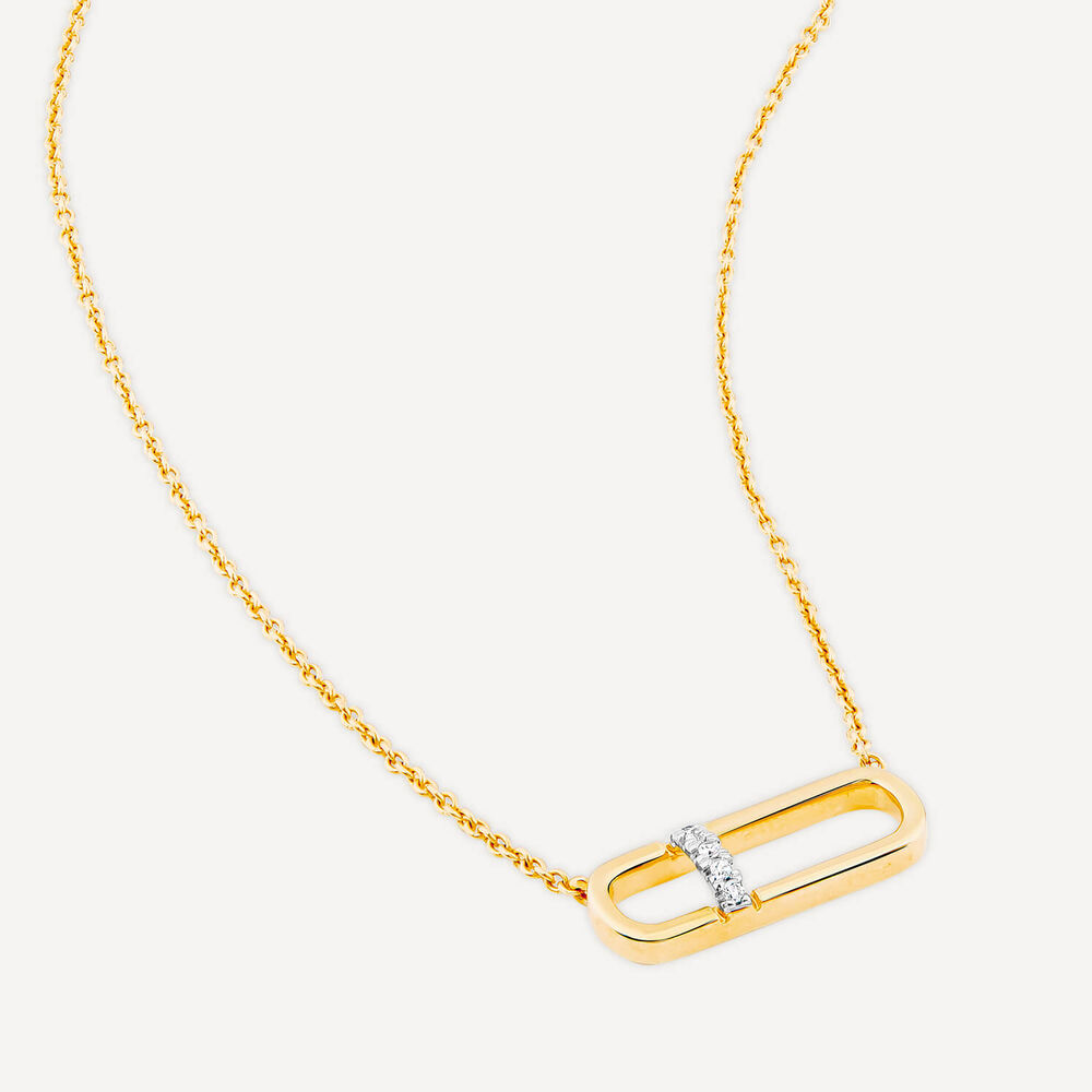 9ct Yellow Gold Paperlink Diamond Set Necklet image number 3