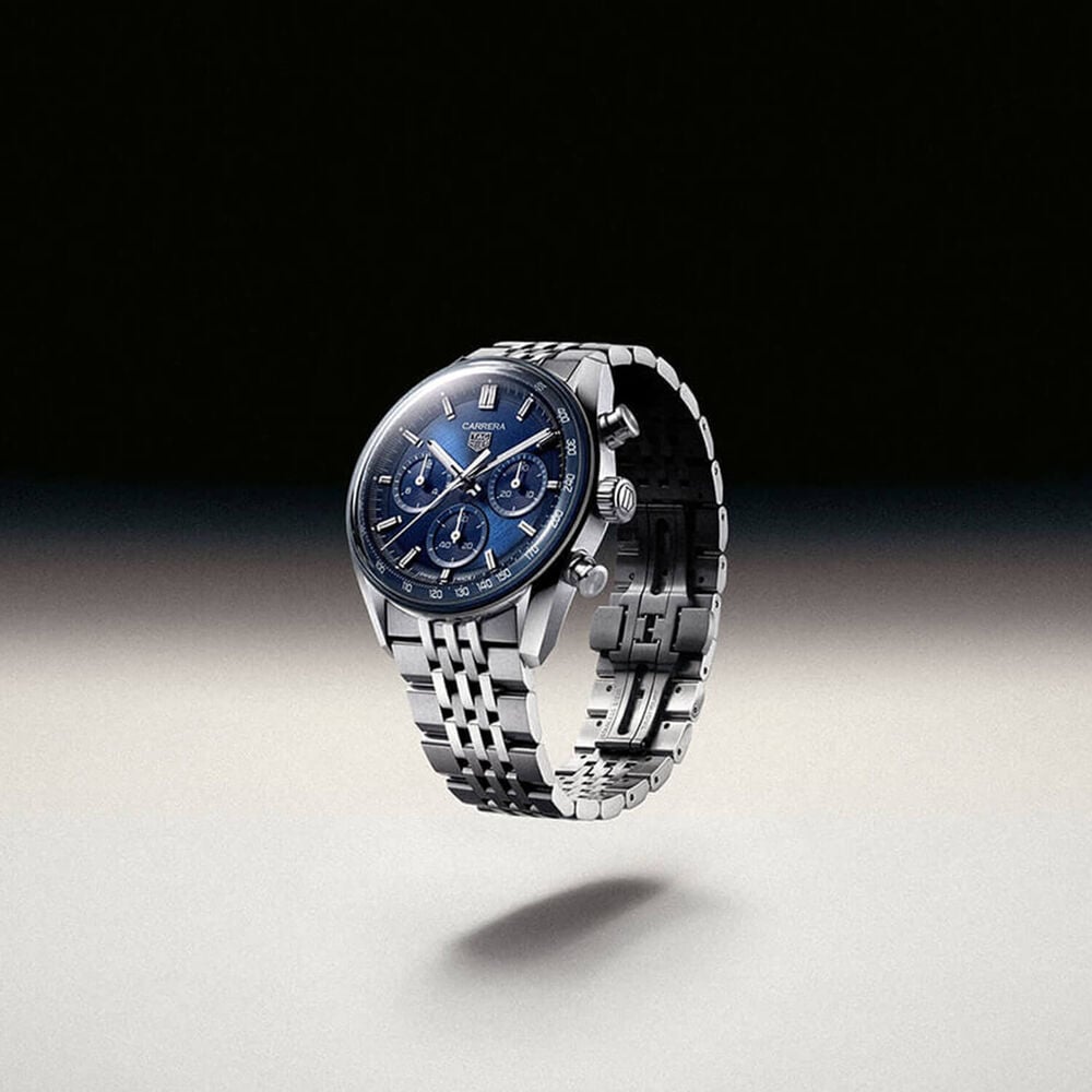 TAG Heuer Carerra Chronograph 41mm Blue Dial Steel Bracelet Watch image number 5