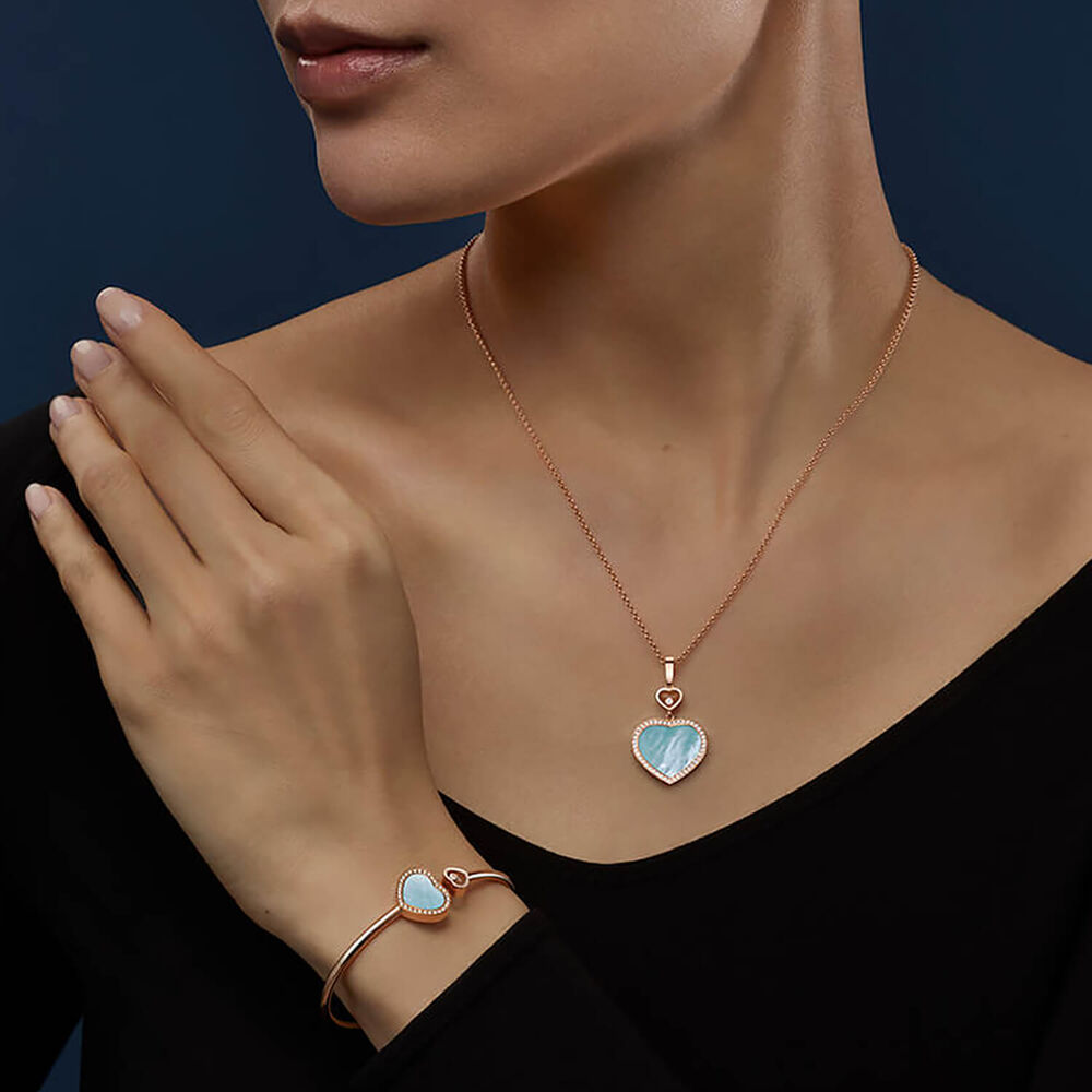 Chopard Happy Hearts Turqoise Mother of Pearl Heart 0.24ct Diamond 18ct Rose Gold Pendant image number 5