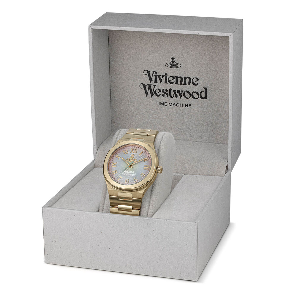Vivienne Westwood Merton 38mm Multi Coloured Dial Gold Steel Bracelet Watch image number 6