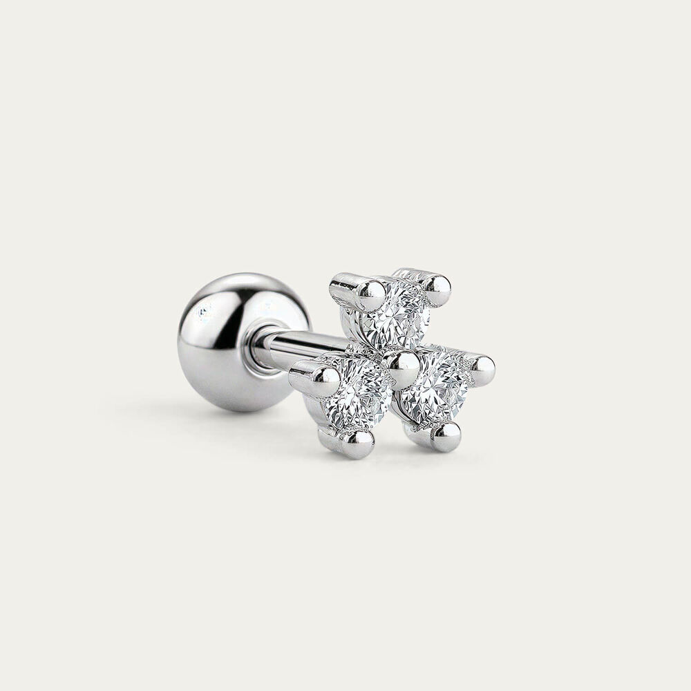 Sterling Silver Cubic Zirconia Cluster Single Stud Earring