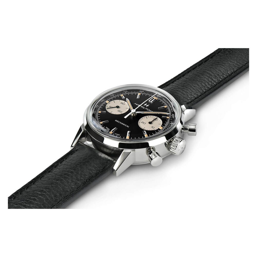 Hamilton American Classic Intra-Matic Chrono Panda Dial Steel Case Strap Watch
