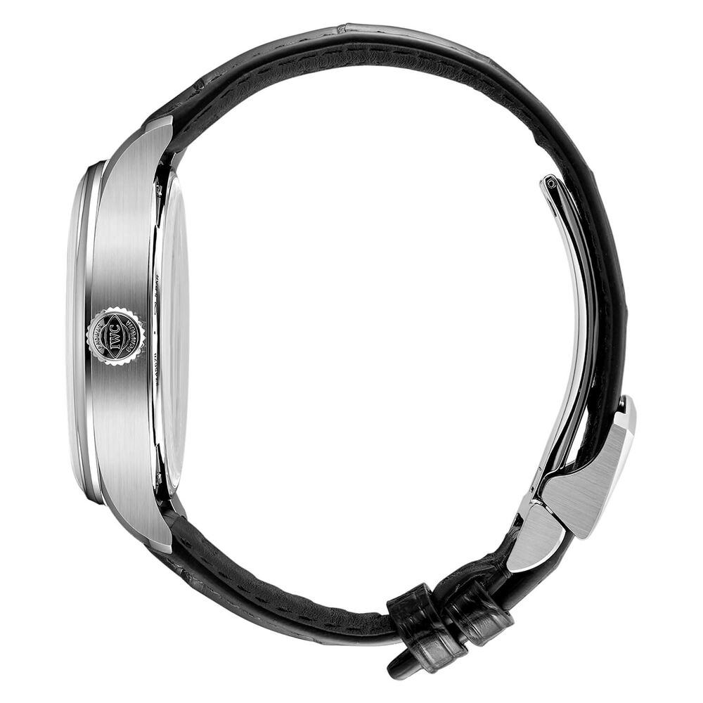 IWC Schaffhausen Portugieser Automatic 42 Silver Moon Dial Black Alligator Leather Strap Watch image number 4