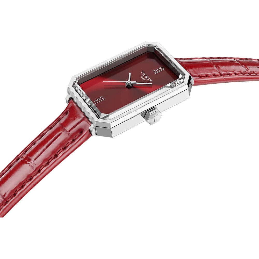 Tissot SRV 30mm Red Dial Leather Strap Watch image number 1