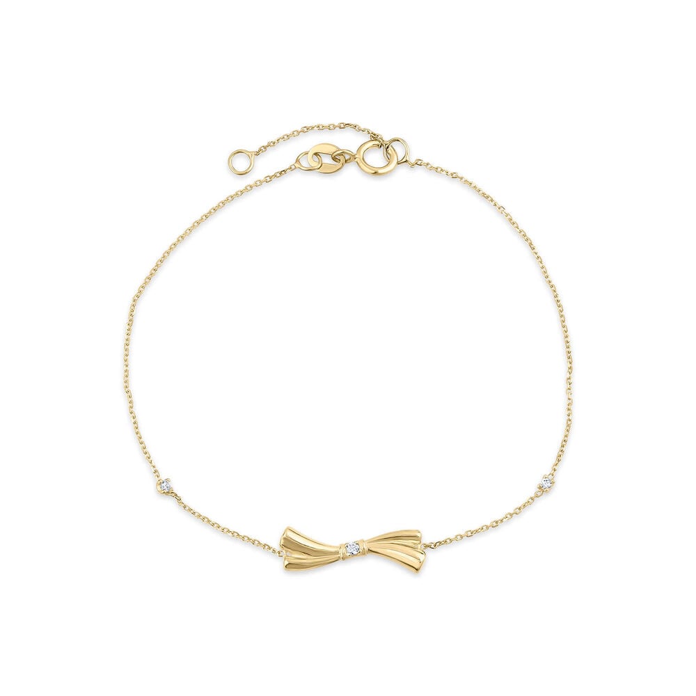 9ct Yellow Gold Cubic Zirconia Set Bow Bracelet image number 0