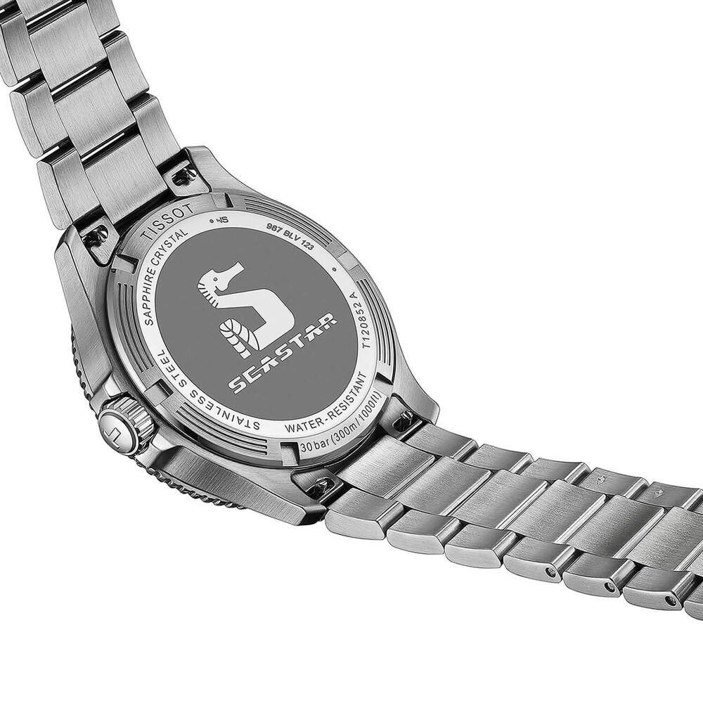 Tissot Seastar 1000 Quartz GMT 40mm Black Dial Black & Green Bezel Steel Bracelet Watch image number 3
