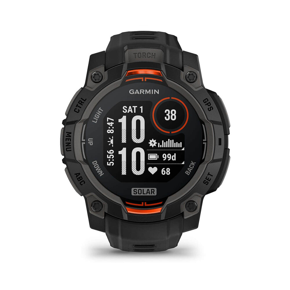 Garmin Instinct 3 Solar 45mm Black Bezel & Silicon Strap Watch