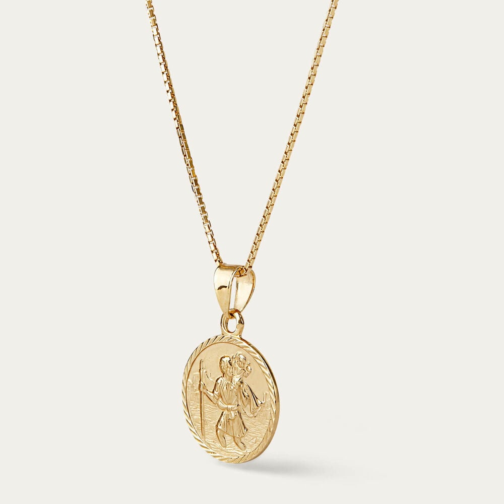 Yellow Gold Plated Sterling Silver St Christopher Medal Pendant