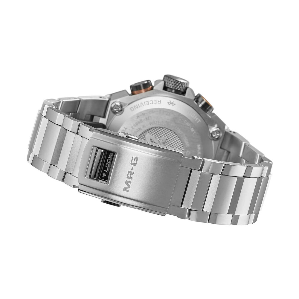 G-SHOCK MR-G 54.7mm Black Dial Silver Titanium Bracelet Watch image number 4