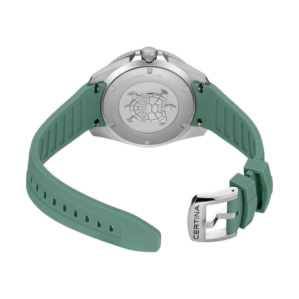 Certina DS-X GMT 41mm Grey Dial Green Rubber Strap Watch image number 3
