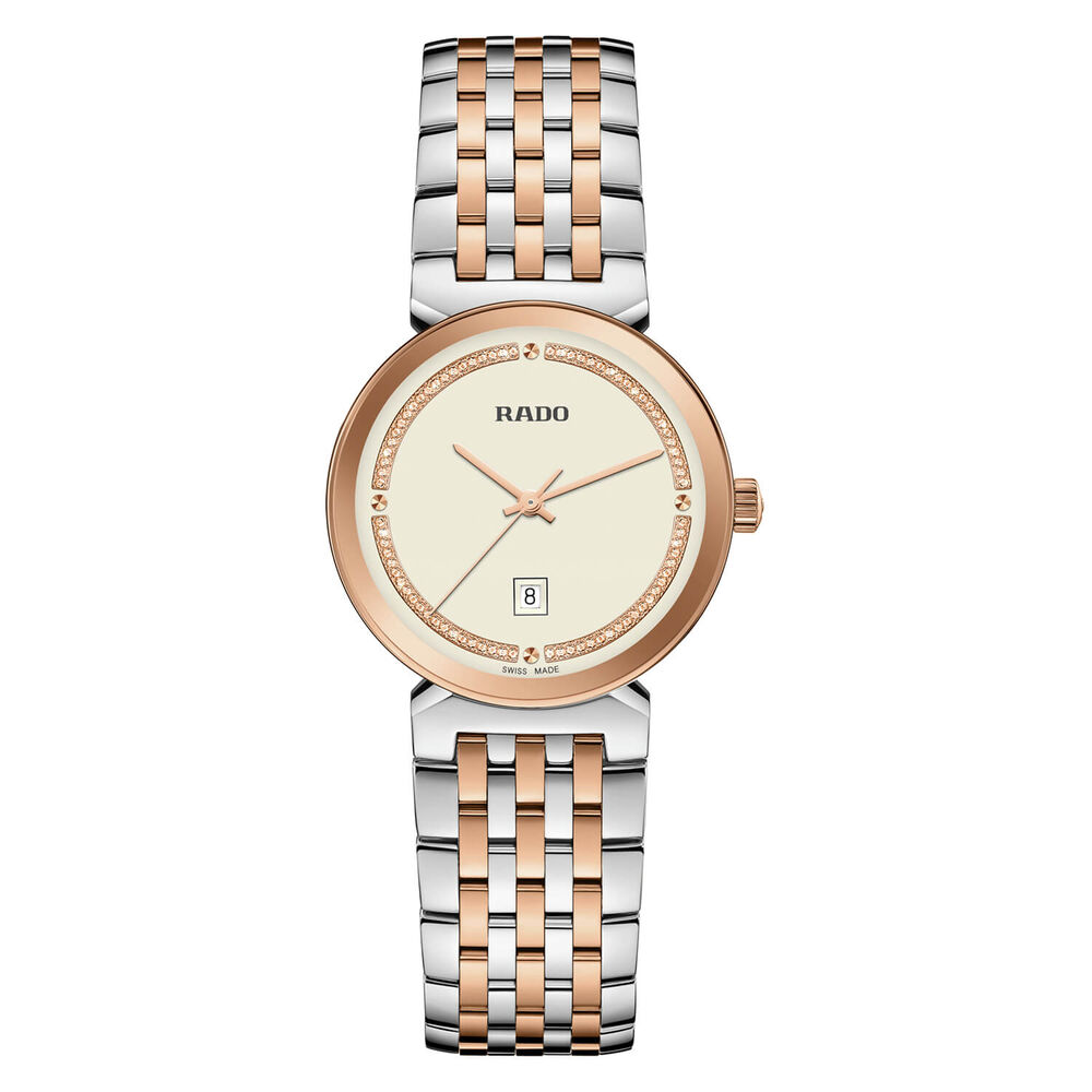 Rado Florence 30mm Champagne Dial Steel & Rose Gold PVD Bracelet Watch image number 0