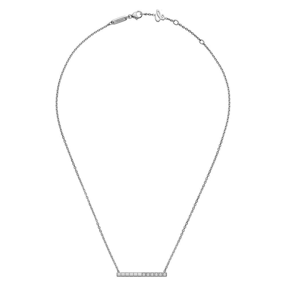 Chopard Ice Cube White Gold Half Diamond Thin Necklace image number 2
