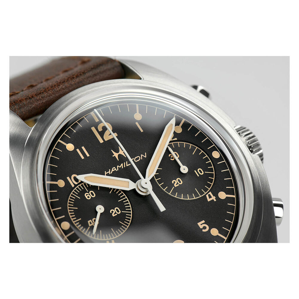 Hamilton Khaki Aviation 40mm Black Dial Brown Strap image number 3