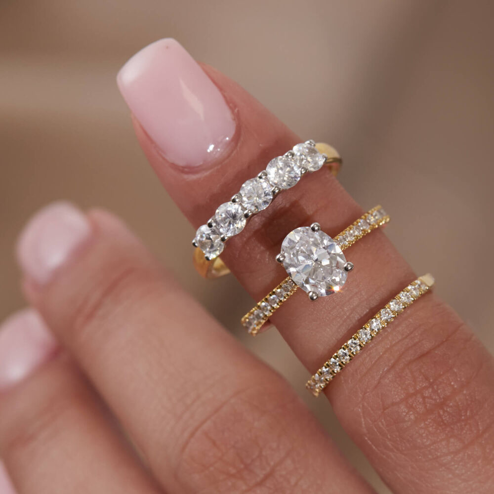 Born 18ct Yellow Gold Lab Grown 1.20ct Oval & Diamond Sides Ring image number 11