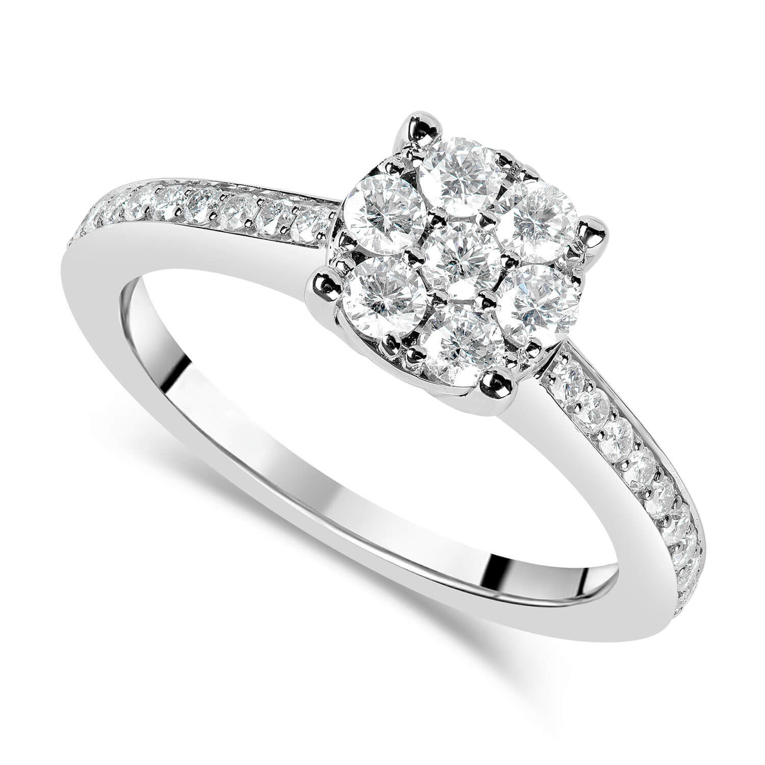 Marquise Diamond Cluster Engagement Ring 0.40ct Diamonds in 18K White Gold