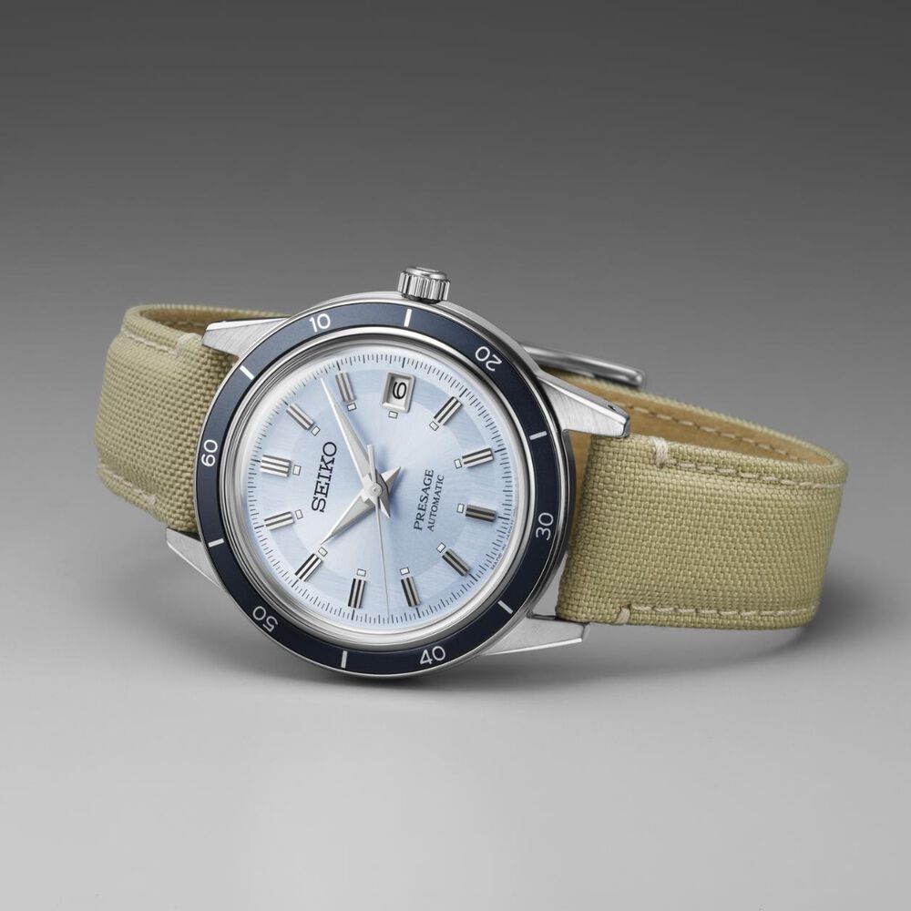 Seiko Presage Style 60s Limited Edition 39.5mm Blue Dial Bracelet & Strap Watch image number 7
