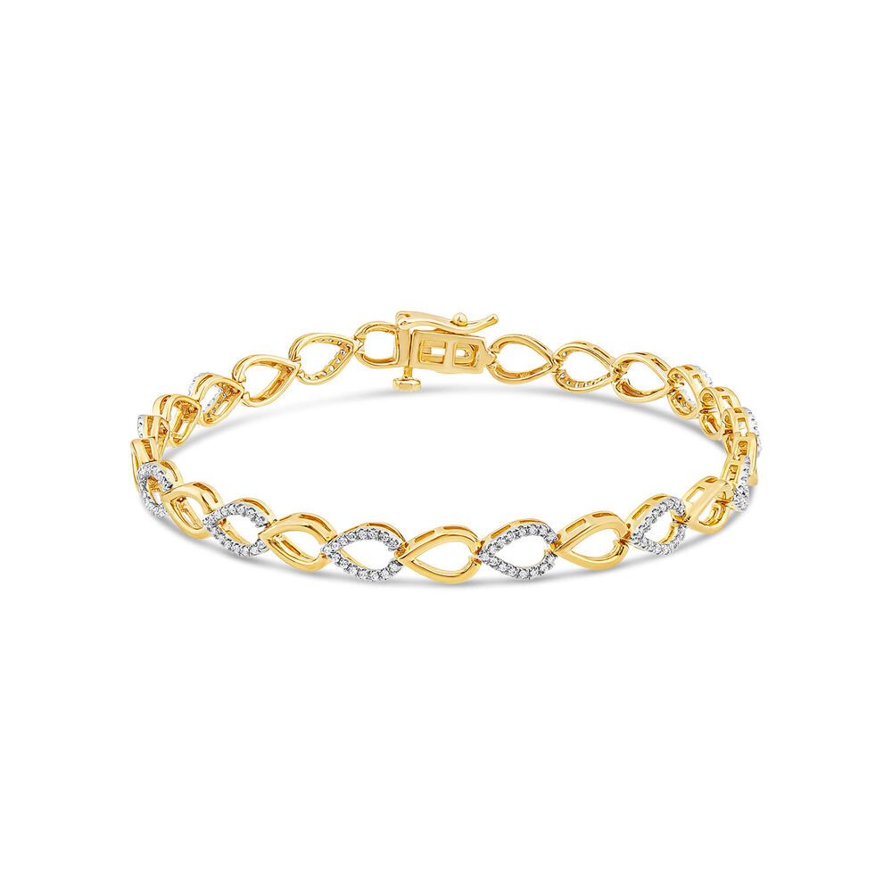 9ct Yellow Gold 0.58ct Diamond & Polished Teardrop Bracelet image number 0